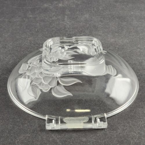 Verlys Frosted Dish Floral Bowl Tab Handle Clear Art Deco Intaglio Made In USA