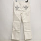 Earl Jean White Rhinestone Straight Leg Cuffed Denim Jeans 10