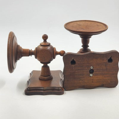 Set of 2 Teakwood Wall Sconce Candle Holders 6"H Fits 4" Candles Natural Wood