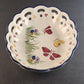 RCCL Lace Pierced Bowl Portugal Pottery Ceramic Hand Painted Flowers Butterflies