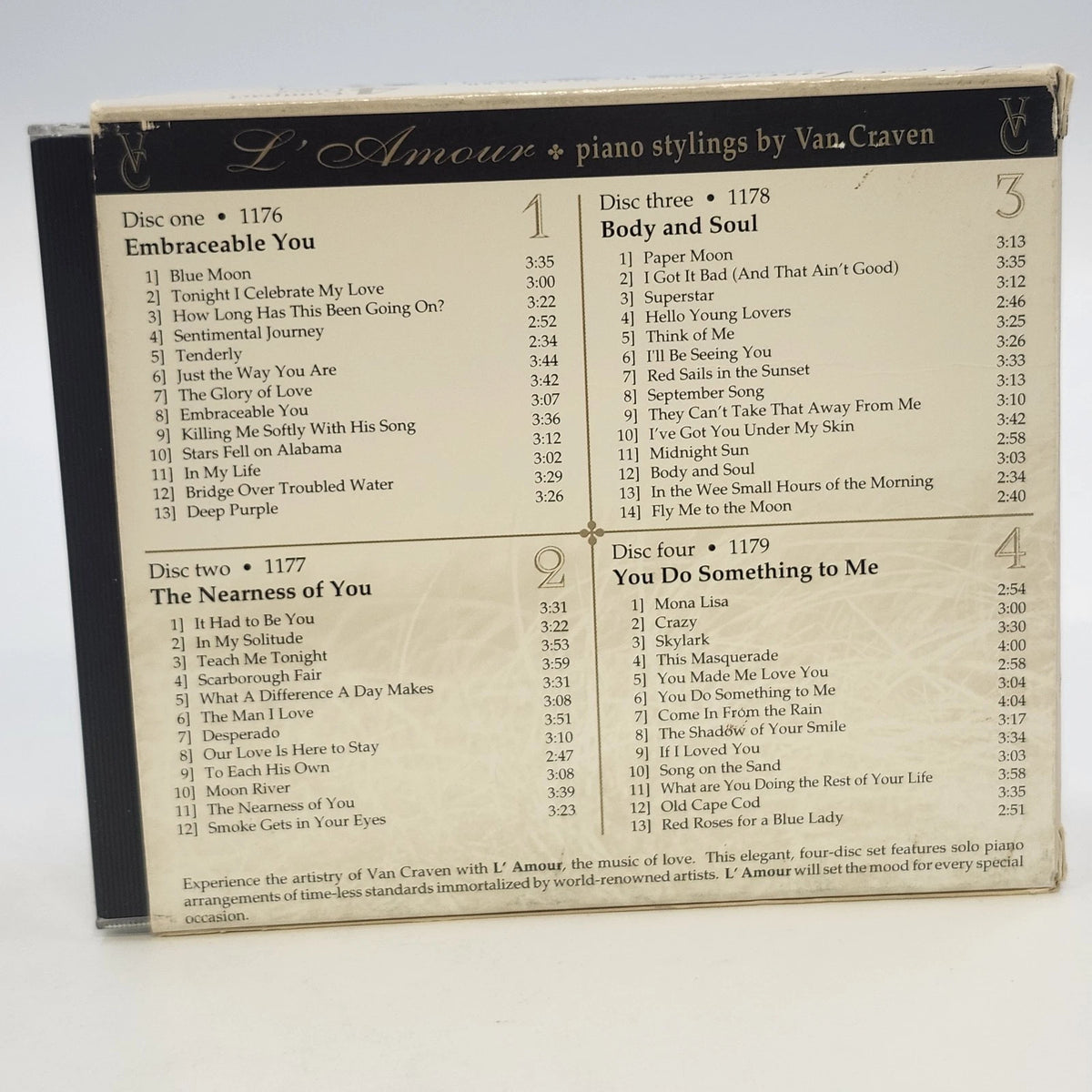 Van Craven L'Amour 4 CD Box Set Piano Stylings Intersound 1176-1179 Body & Soul