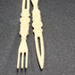 Agiftcorp Cocktail Forks with Floral Carved Celluloid Holder Cream Hong Kong 1978