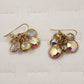 Crystal Aurora Borealis Colorful Sparkle Ball Quartz Gold Tone Fishhook Earrings