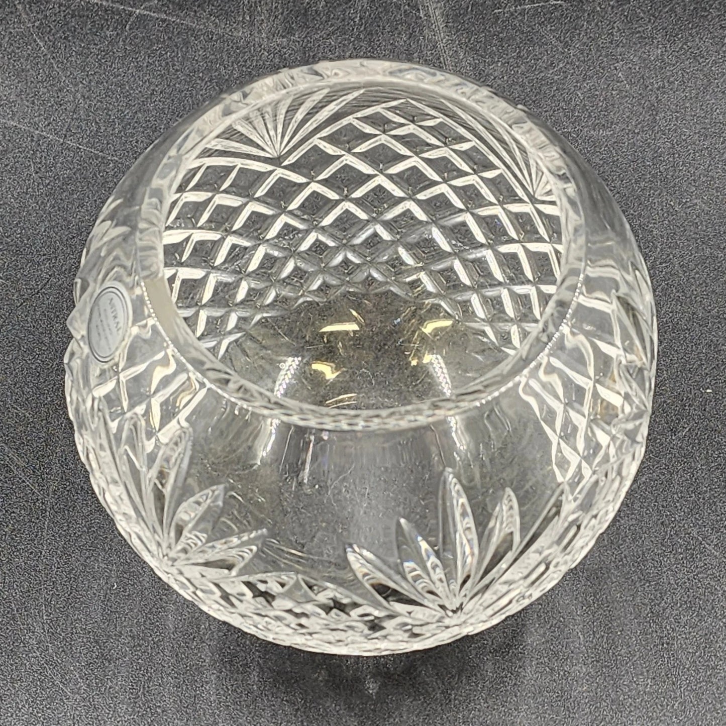 Astral Rose Bowl Vase Full Lead Cut Glass Crystal 5" Deep Fan Diamond Korea
