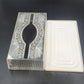 Clear Acrylic Lucite Tissue Box Cover Starburst Diamond 10.5" White Base MCM Vtg