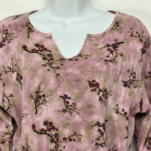 XCTI Mode Floral Top Pullover Size XL Cotton Spandex 3/4 Sleeve Stretch