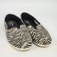 Toms Alpargata Women's 8 Canvas Slip On Flats Black Cream Zebra Cheetah Print