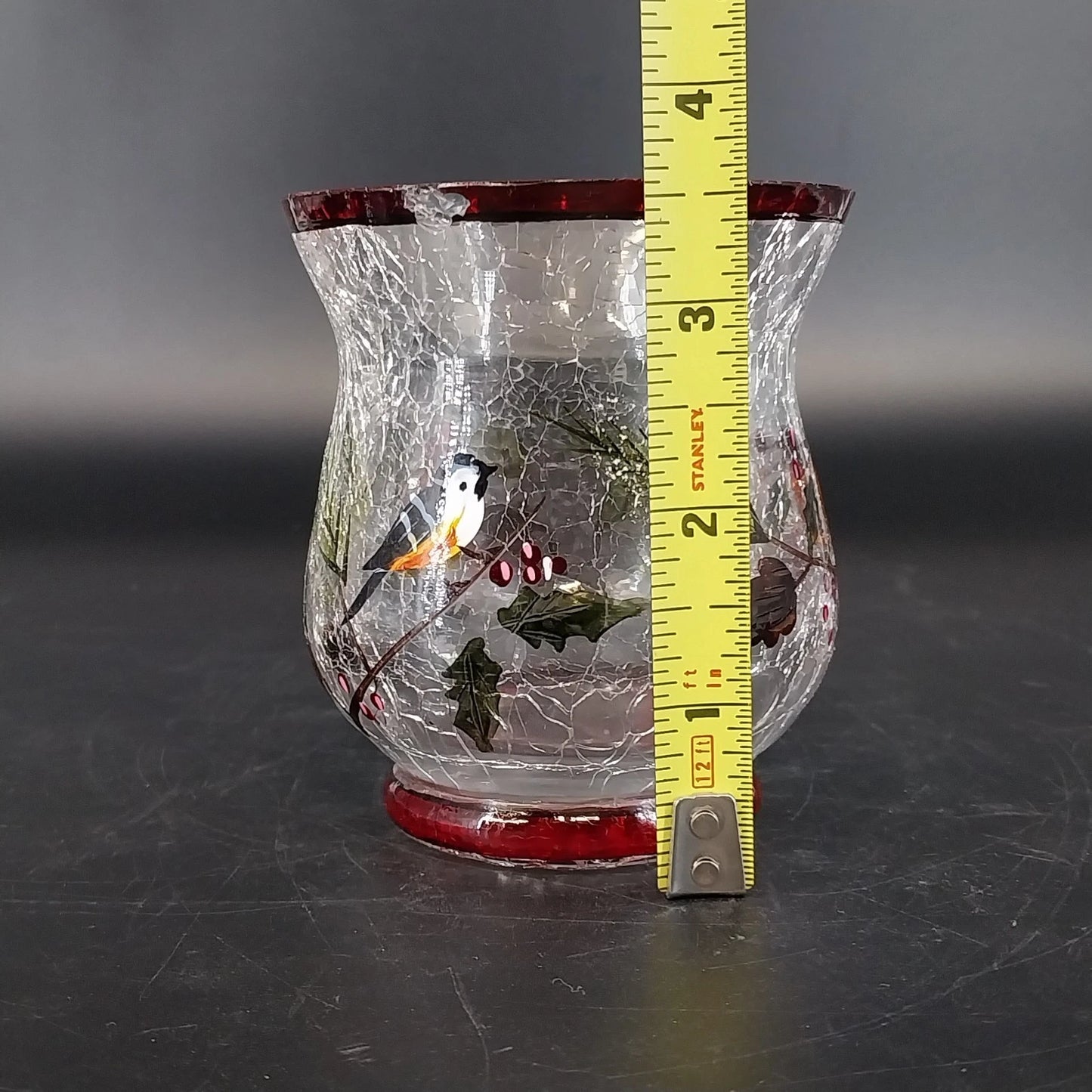 Yankee Candle Song Bird Crackle Glass Wax Burner Goblets 3 Pc Christmas Chipped