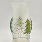 Glass Hurricane Candle Chimney 13"x6" Frosted w Hand Painted Christmas Pine Tree