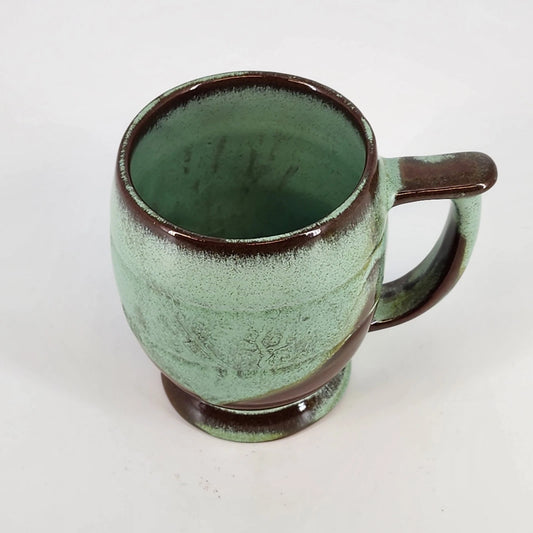 Frankoma Coffee Mug C7 4" Ada Clay Pottery Prairie Green Footed Ringed Vintage
