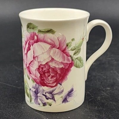 2 Crown Trent Coffee Mug Tea Cups Pink Peony & Pink Roses Bone China England
