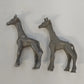 Pair Pewter Giraffe Miniature Wildlife Figurine 2.25" Animal Zoo Collectible