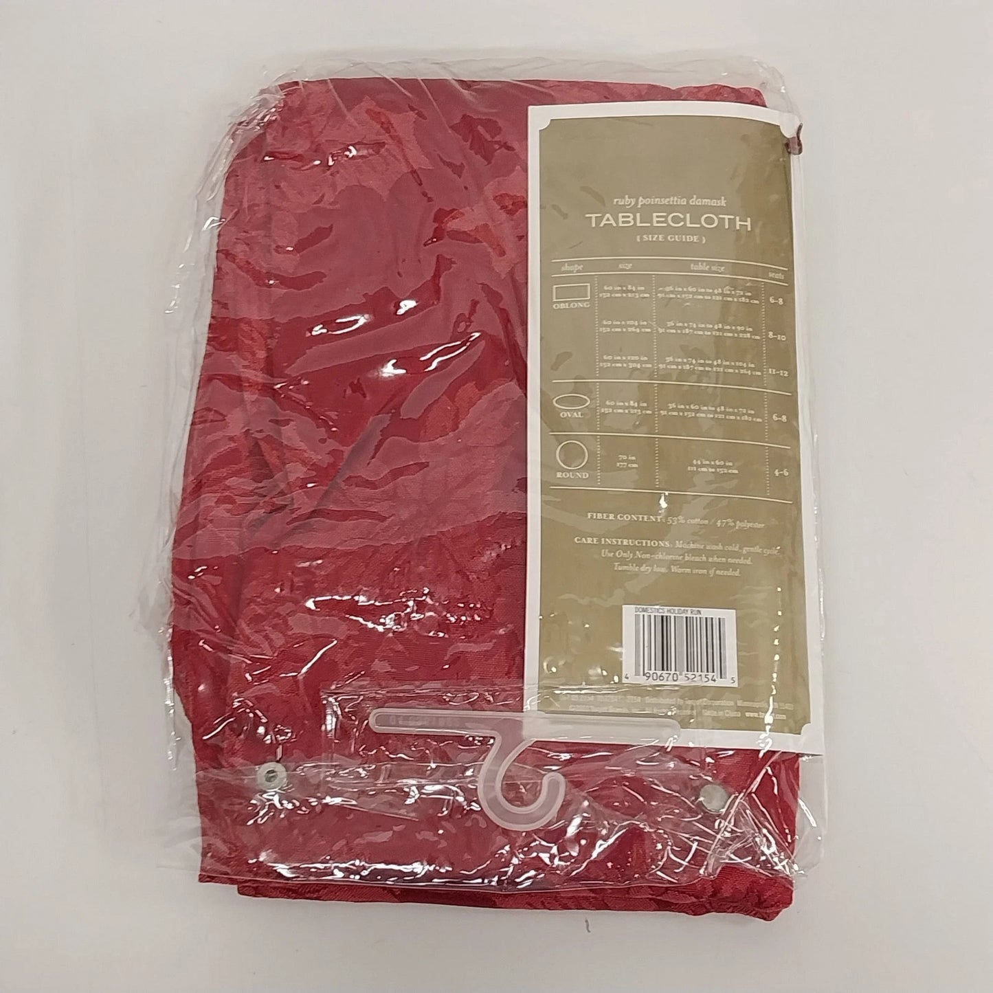 Target Ruby Poinsettia Red Damask Oval Tablecloth 60" x 84" NOS 2003 Holiday