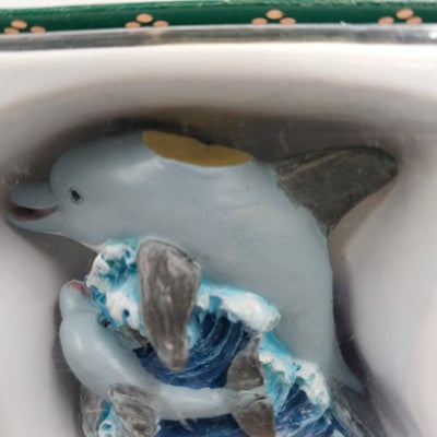 Ranger Polyresin Miniature Tea Set Dolphins & Sea w/ Box Collectible Decor