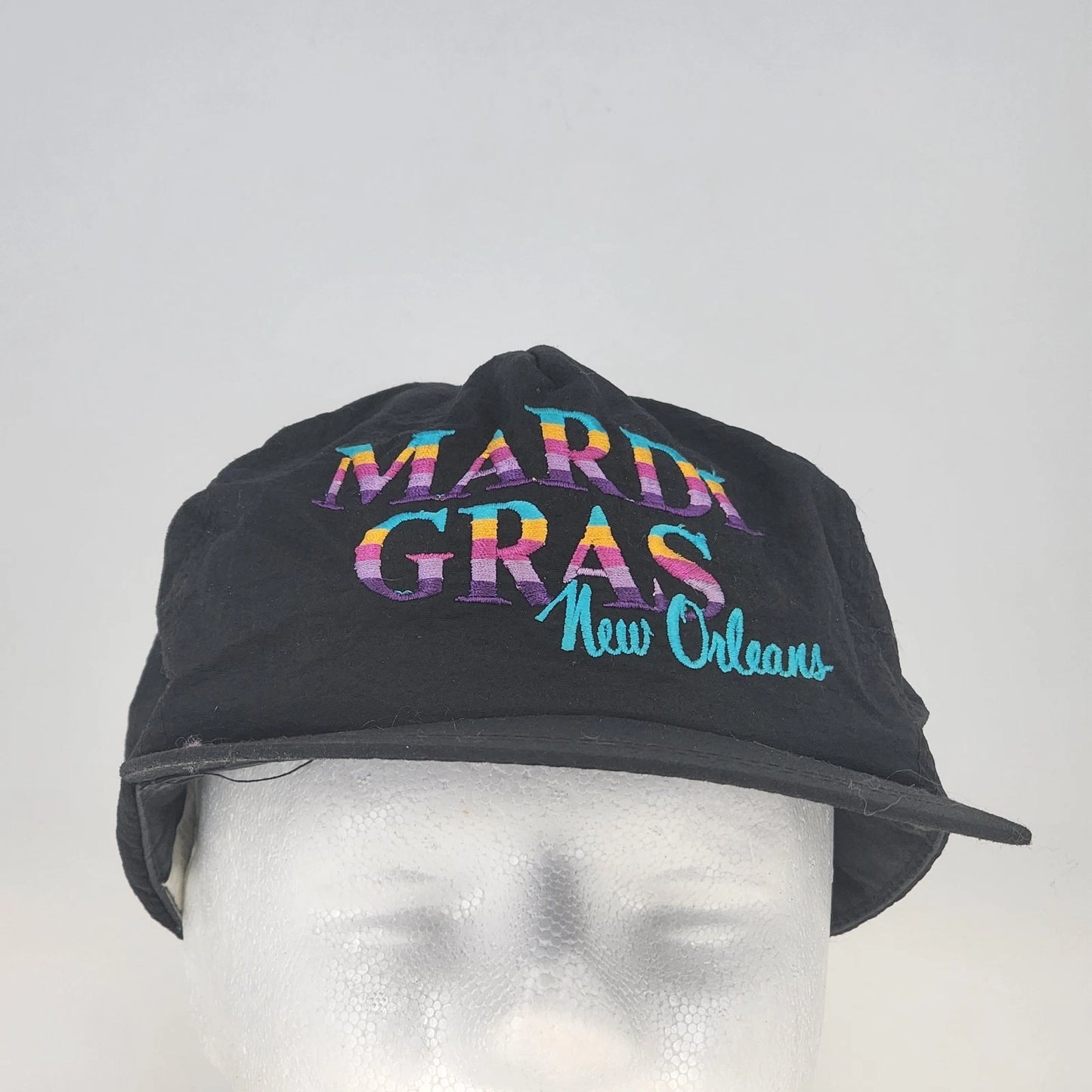 Sun Products Mardi Gras Snapback Hat 1980s Black Nylon