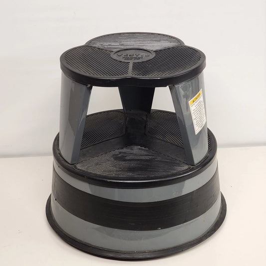 Vestil Gray Steel Rolling Step Stool 2-Step 500 lb Capacity Industrial Made USA