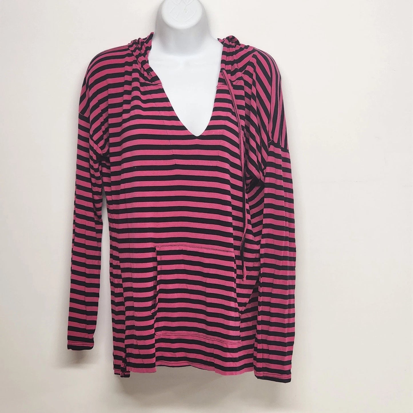 Live 2 Lounge XL Striped Hoodie Tunic Purple Black Knit