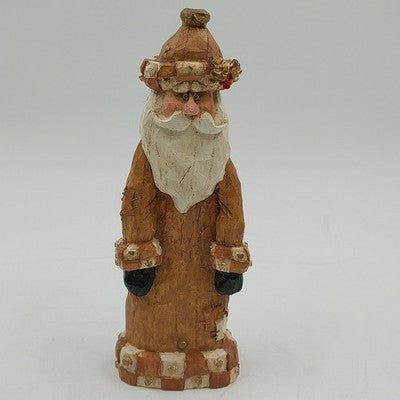 Santa Claus Resin Figure Brown White Beard 9.25" The Purple Pig Christmas Theme