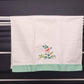 Set of 4 Linen Tea Towels Napkins Floral Pattern Pink Blue and Green Vintage