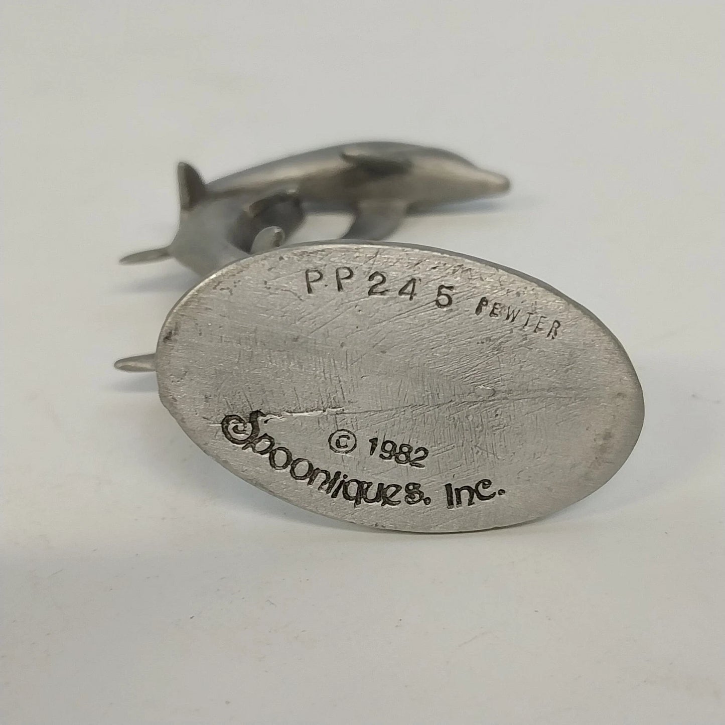 Spoontiques PP245 Pewter Three Dolphins Figurine 3" Ocean Decor Collectibe 1982