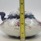 Hand Painted Porcelain Teapot 7.5"Pink Roses Cobalt Blue Gold Accents w Lid Vtg