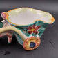 Italian Multicolor Ceramic Donkey Pulling Cart Planter Hand Painted Signed Italy
