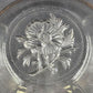 Glass Serving Bowl Floral Flower Etched Bottom Gold Tone Rim 10.5”x3.5”