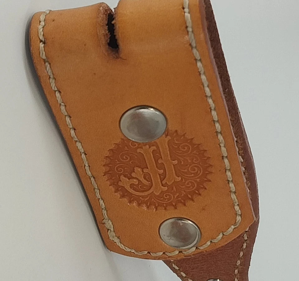Brown Leather Basketweave Ranger Belt No Buckle 1.5" Marked 38 Vintage JJ Stamp