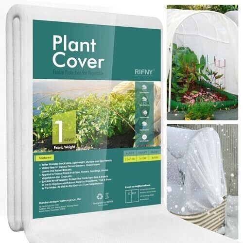 RIFNY Plant Covers Freeze Protection 1 oz/yd² 8Ft x 24Ft Frost Cloth Plant Cover