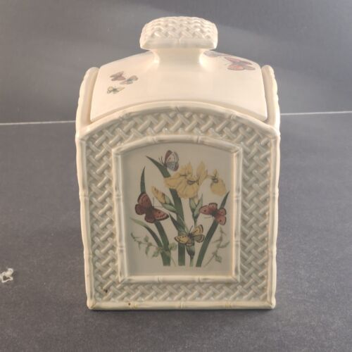 Enesco Butterfly Garden Trellis Small Canister/Storage Container Vintage Japan