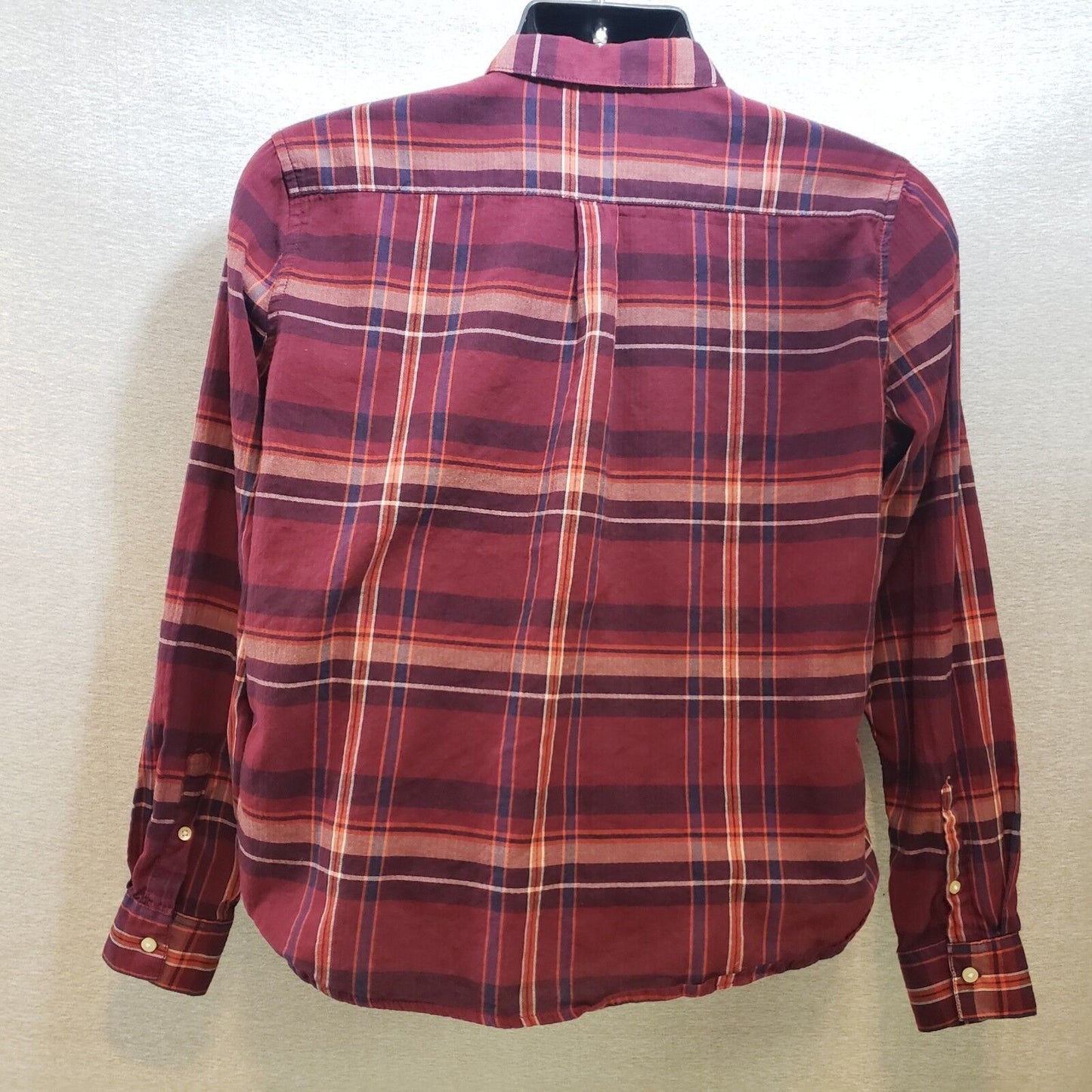 Joe Fresh Women Plaid Shirt Top Red Shades Button Down Long Sleeve Large Pockets