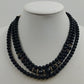 1928 Brand Three Strand Round Black Beads w Gold Tone Enamel Necklace Jewelry