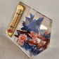 Acrylic Encased Bluebird Thermometer Desktop Paperweight Flowers Vintage 1960s