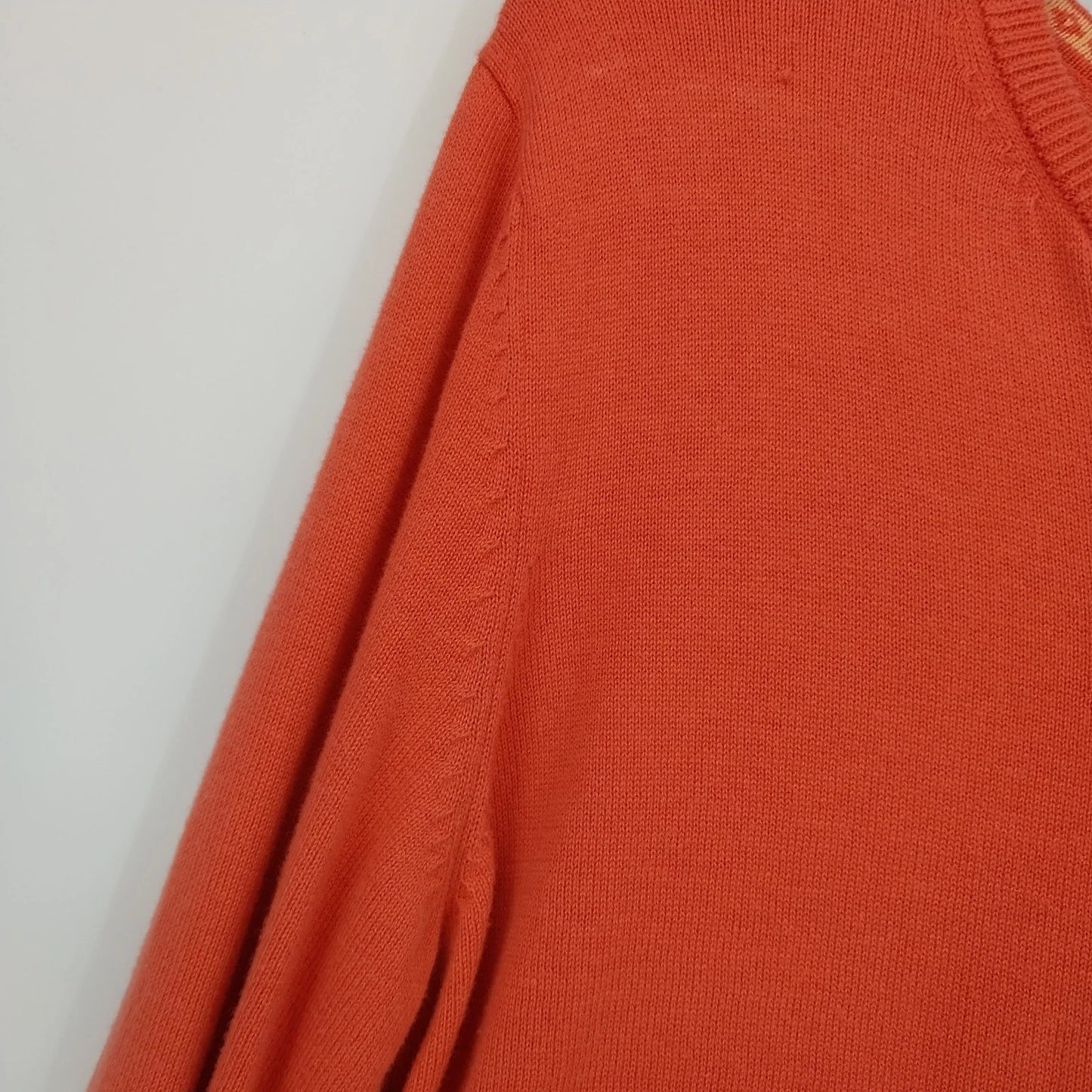 Cherokee Orange Cardigan Sweater Button Front Lightweight Knit Women Medium