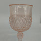 Indiana Glass Diamond Point Pink Depression Goblets Glassware Set of 4 Vtg Chip
