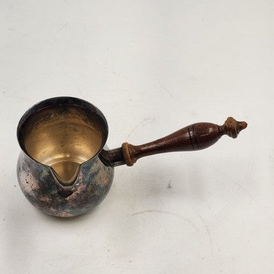 Silver Plate Brandy Warmer with Wood Handle by Curio Cabinet Co Vintage Barware