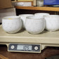 Japanese Hotarude Firefly Porcelain Tea Cups Set 5 Blue White Gold Rim Vintage