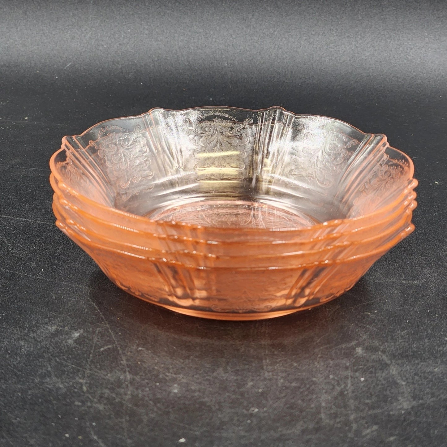 4 Pink Depression Glass Cereal Bowls MacBeth Evans American Sweetheart 5.75" D