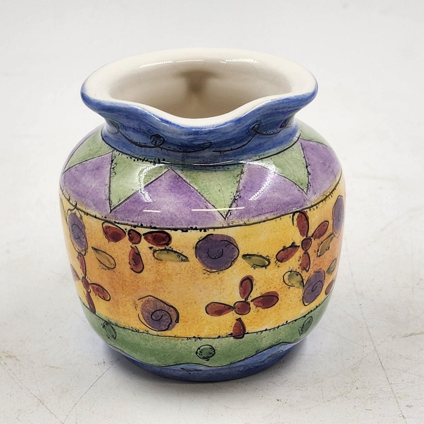 Sango Sweet Shoppe Creamer 14 oz Sue Zipkin Ceramic 4" Bright Colorful Floral