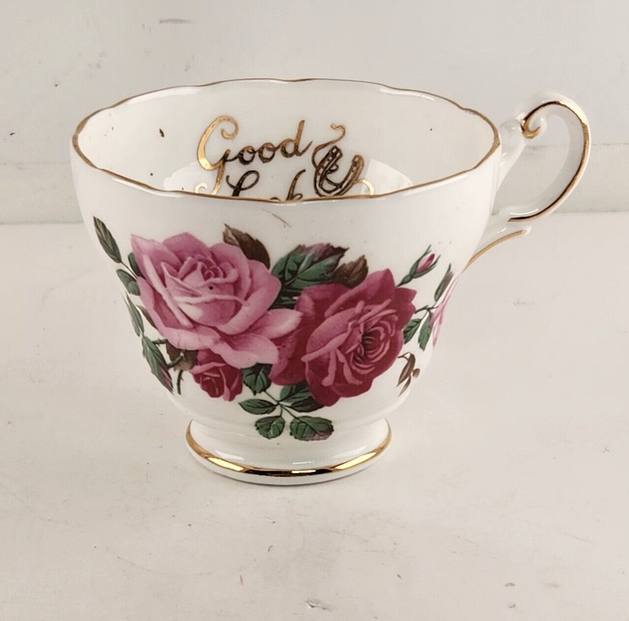 Royal Ardalt Bone China Tea Cup England Roses Pink #2086 Good Luck Cup Only