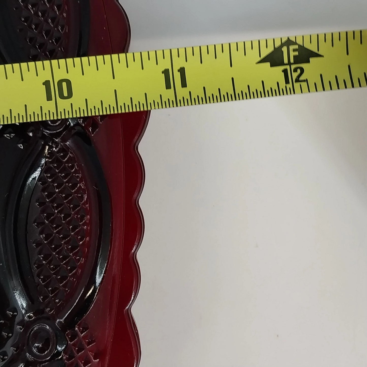 Avon Cape Cod Ruby Red Oval Serving Platter Roman Rosette 13.5" x 11" Vtg