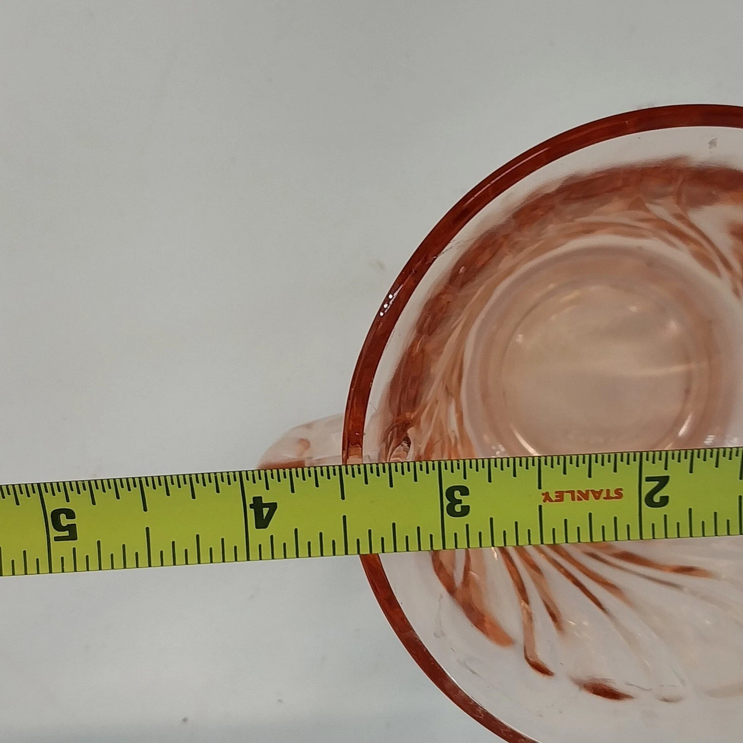 Fortecrisa Pink Swirl Ribbed Glass Cup & Saucer Set MCM Tableware Mexico Vtg