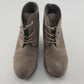 Taupe Suede Ankle Boot Women's Wedge Heel Round Toe Lace Up Booties Size 6