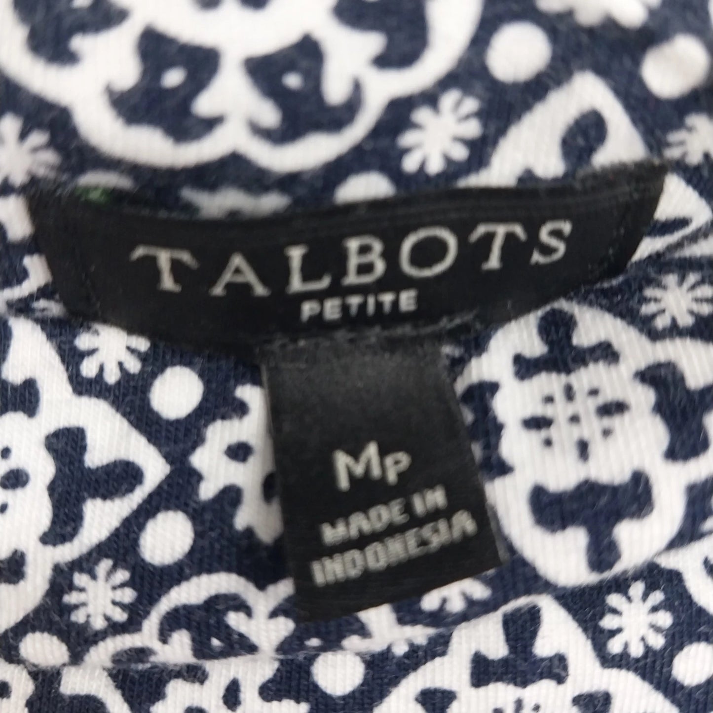 Talbots Pull-On Maxi Skirt Blue White Medallion Print Women's Medium Petite MP