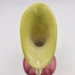 Hull Pottery W2 Woodland Cornucopia Vase 5.5" Chartreuse Pink Glossy 1950's Vtg