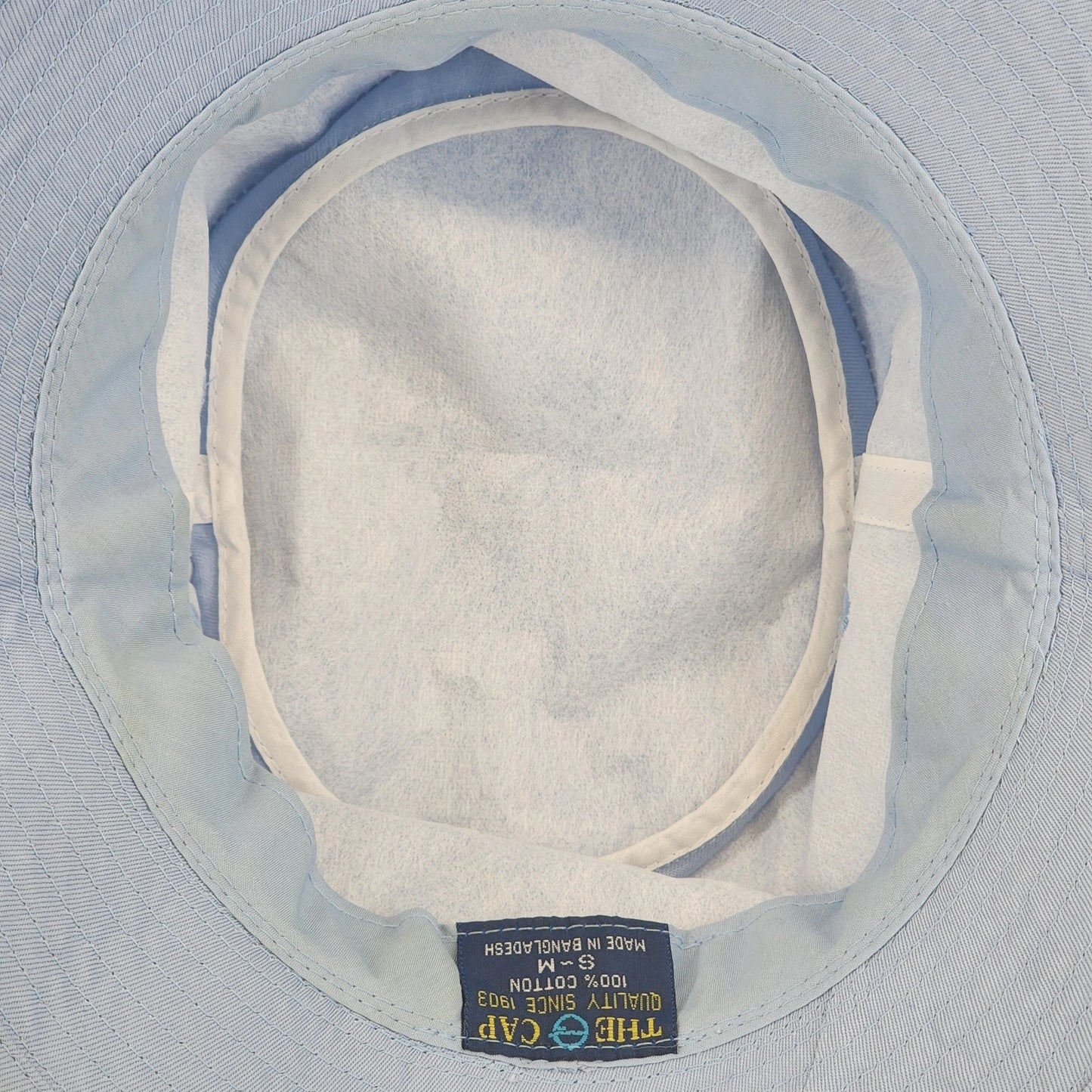 The Cap 2-Tone Cotton Twill Bucket Hat Light Blue Navy Hat Band S-M Summer Cap