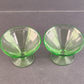 Set of 2 Depression Glass Footed Dessert Bowl Vintage Green Tinted Vaseline