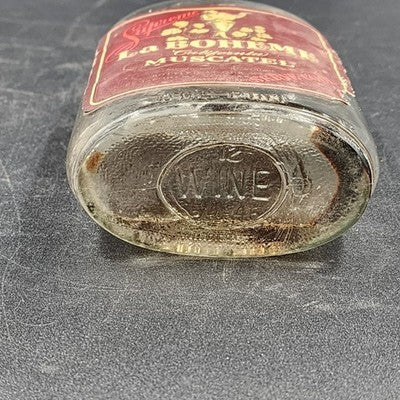 Rare Empty Supreme La Bohème California Muscatel Pint Glass Bottle Paper Labels