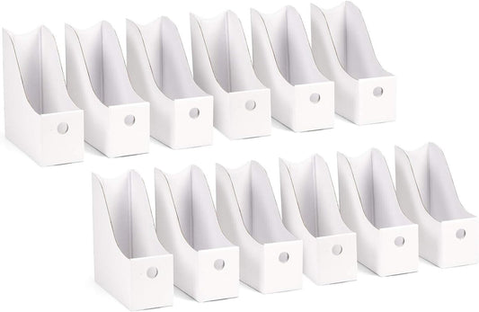 12 Pack White Cardboard Magazine Holders by Blue Summit Supplies 3¾" x 10" x 10"