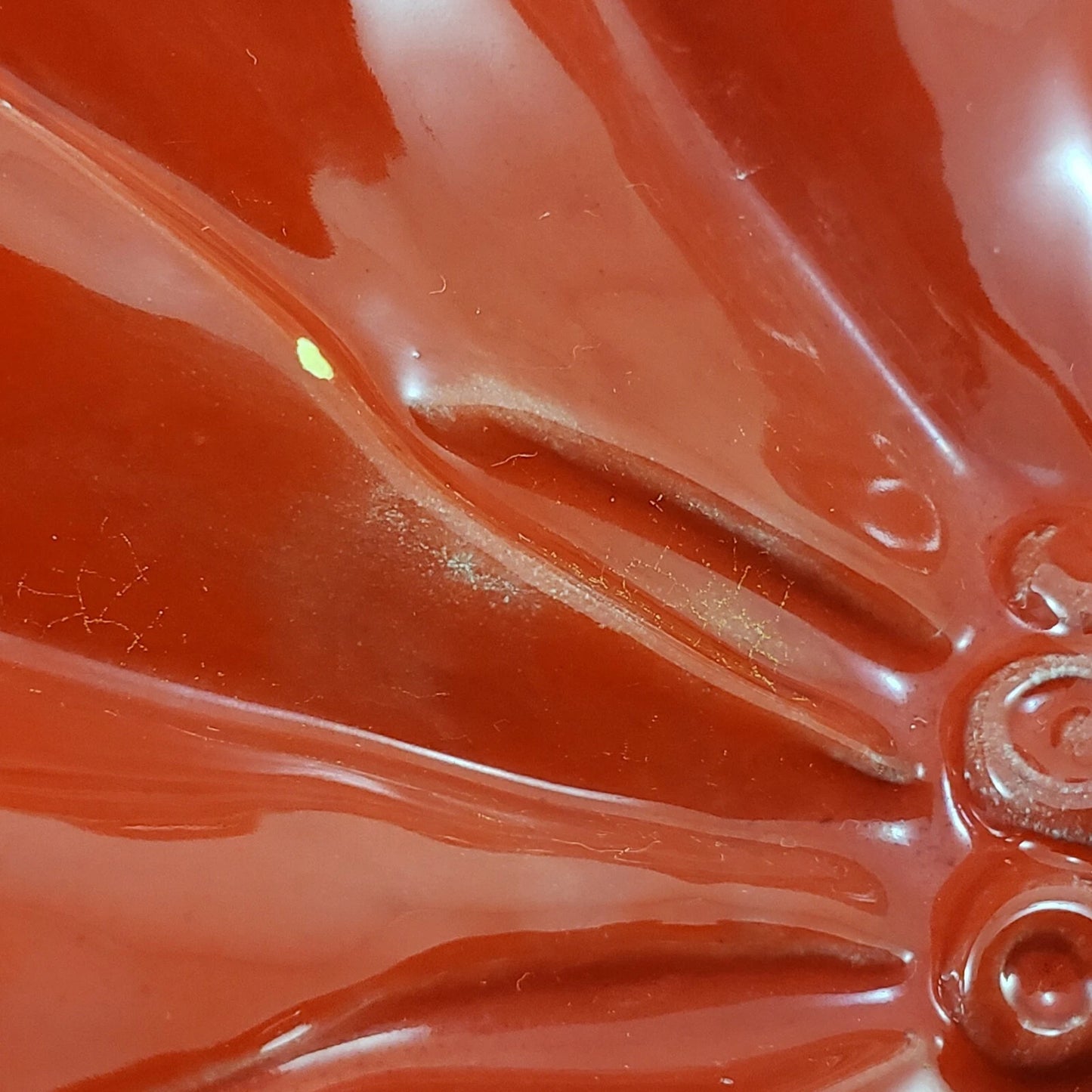 Poinsettia Flower Serving Bowl Dish 13" Vintage 70s Christmas Red Green Ceramic